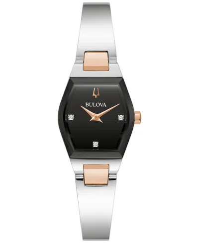 Bulova Women's Modern Gemini Diamond Accent Stainless Steel Bangle Bracelet Watch 23mm In Silver-tone