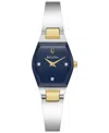 Bulova Modern Gemini Womens Diamond Accent Two Tone Stainless Steel Bangle Watch 98p218 In Silver-tone