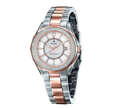 Pre-owned Bulova Women's Precisionist 36mm Quartz Date Crystal Bezel Watch 98r163