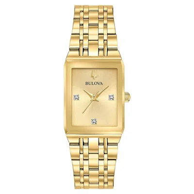 Bulova Quadra Womens Gold Tone Stainless Steel Bracelet Watch 97p140