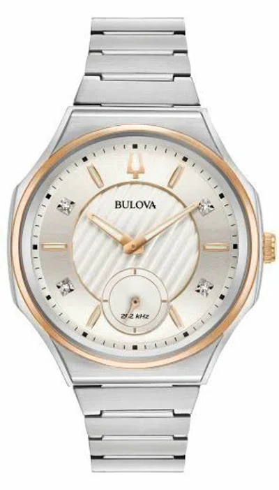 Pre-owned Bulova Women's Quartz Diamond Accent Sapphire Crystal Watch 40mm 98p182