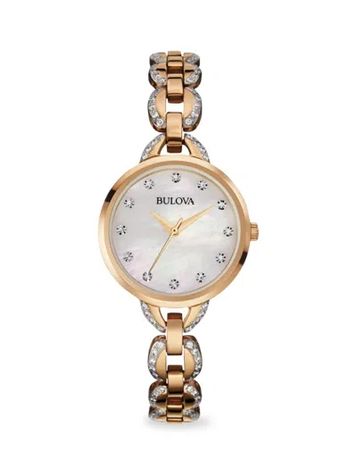 Bulova Women's Rose Goldtone Stainless Steel & Crystal Bracelet Watch