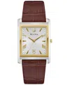 Bulova Mens Brown Leather Strap Watch 98b430 In No Color