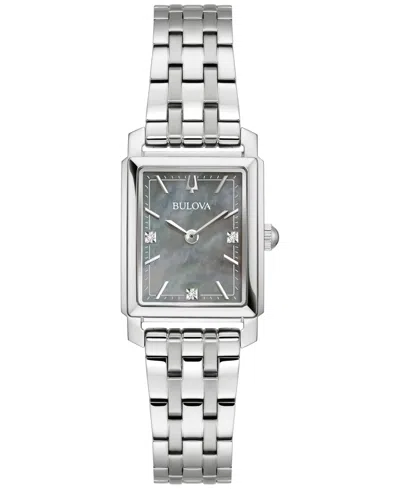 BULOVA WOMEN'S SUTTON DIAMOND ACCENT STAINLESS STEEL BRACELET WATCH 21MM