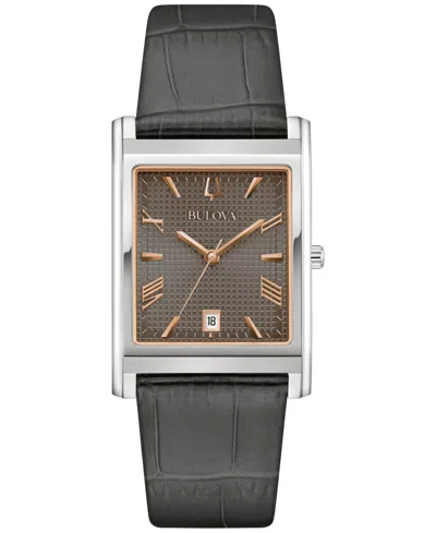 Bulova Men's Sutton Gray Leather Strap Watch 29mm In No Color