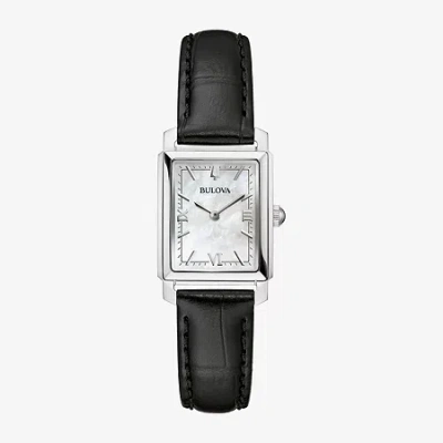 Bulova Womens Black Leather Strap Watch 96l330 In Transparent
