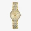 Bulova Womens Crystal Accent Gold Tone Stainless Steel 2-pc. Watch Boxed Set 98x133 In Gold
