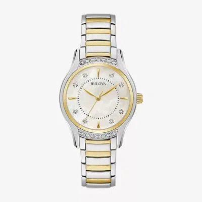 Bulova Womens Diamond Accent Two Tone Stainless Steel Bracelet Watch 98r288 In Metallic