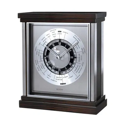 Bulova Wyndmere Desktop Clock In Spun And Brushed