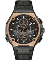 Bulova X Marc Anthony Men's Chronograph Precisionist Black Leather Strap Watch 45mm In Black
