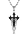 Bulova X Marc Anthony Men's Sterling Silver Black Diamond (1/2 Ct. T.w.) Cross Pendant Necklace, 24" + 2" E In Silver-tone