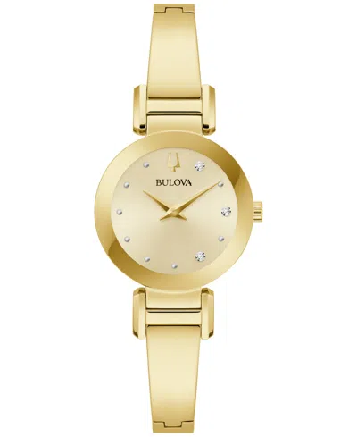 BULOVA X MARC ANTHONY WOMEN'S MODERN DIAMOND ACCENT GOLD GOLD-TONE STAINLESS STEEL BANGLE BRACELET WATCH 26