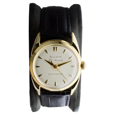 Pre-owned Bulova Yellow Gold Filled Art Deco Watch With Factory Original Dial 1950's