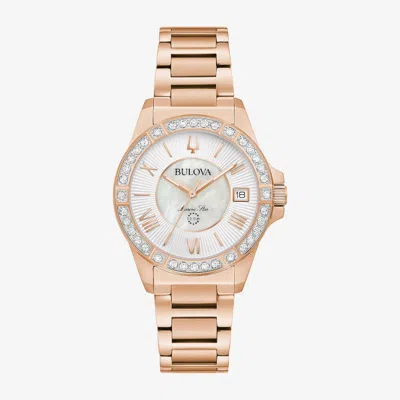 Pre-owned Bulova -womens Marine Star Diamond Watch - Rose Gold-tone Stainless Steel