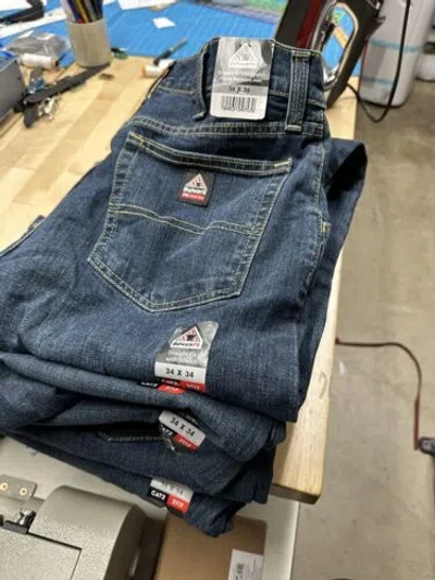 Pre-owned Bulwark 5  Fr Flame Resistant Jeans Denim Tag Size 34x34 Mens Protective Apparel In Blue