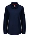 Bulwark Iq Series Women's Long Sleeve Polo With 4-button Placket In Blue