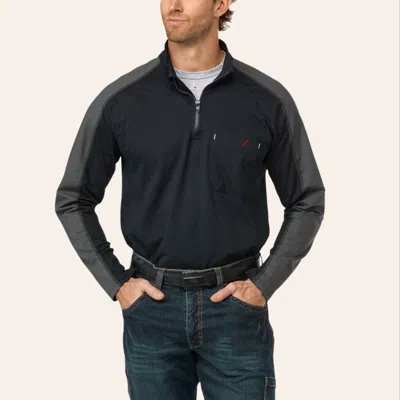 Bulwark Men's Fr Black & Gray Quarter Zip Flex Knit Work Jacket