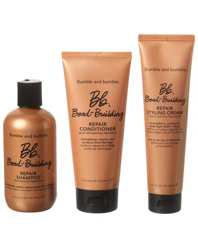 Bumble And Bumble . 3pc Bond Building Shampoo & Conditioner & Style Cream In Transparent