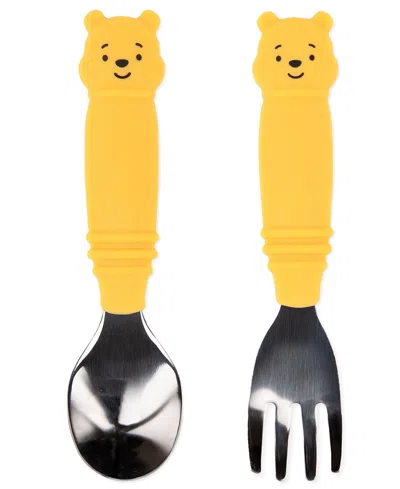 Bumkins Baby Boy Or Baby Girl 2-piece Pooh Spoon And Fork Set In Yellow