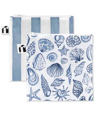 Bumkins Babies' Shells Large Snack Bags, 2 Pack In Blue