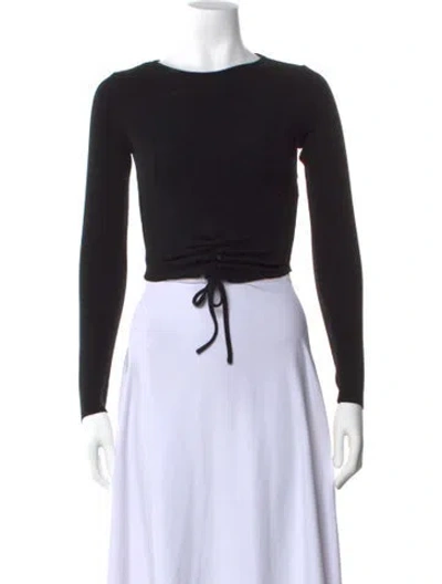 Pre-owned Bumpsuit Bateau Neckline Long Sleeve Crop Top In Black