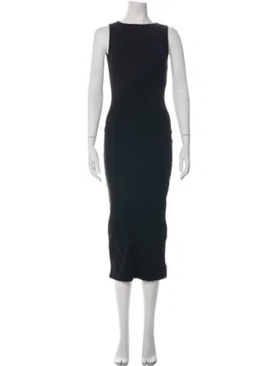 Pre-owned Bumpsuit Bateau Neckline Midi Length Dress In Black