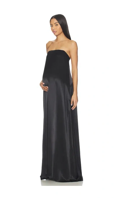 Bumpsuit Brushed Satin Gown In Black