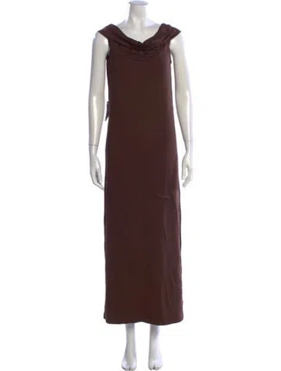 Pre-owned Bumpsuit Cowl Neck Long Dress In Brown