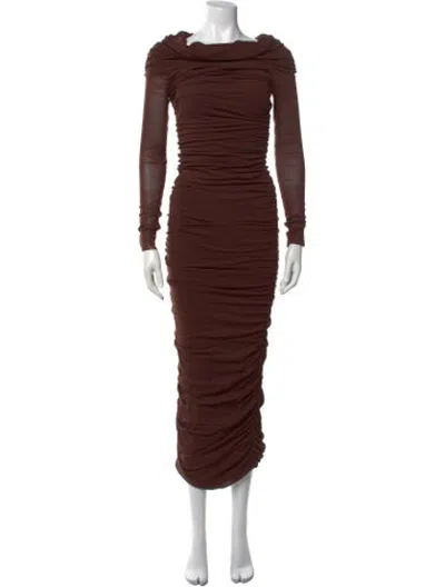 Pre-owned Bumpsuit Cowl Neck Long Dress In Brown