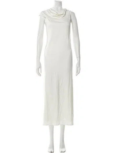 Pre-owned Bumpsuit Cowl Neck Long Dress In White