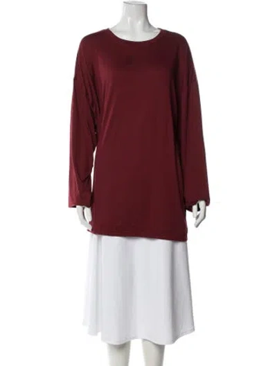 Pre-owned Bumpsuit Crew Neck Long Sleeve Top In Burgundy