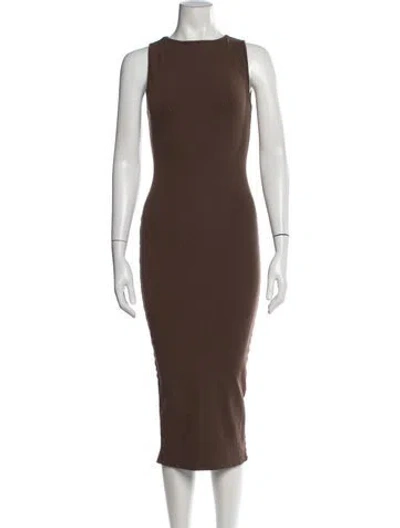 Pre-owned Bumpsuit Crew Neck Midi Length Dress In Brown
