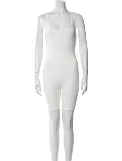 Pre-owned Bumpsuit Crew Neck Romper W/ Tags In White