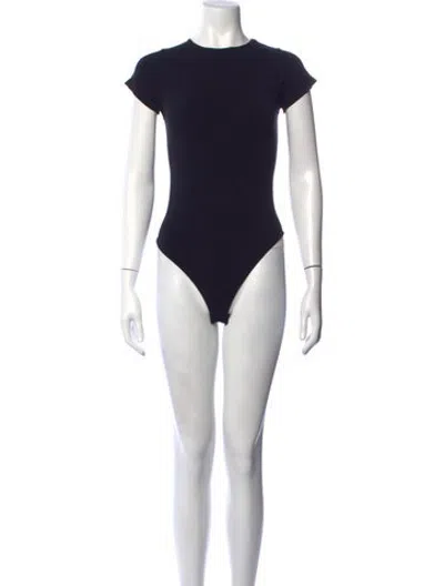 Pre-owned Bumpsuit Crew Neck Short Sleeve Bodysuit In Black