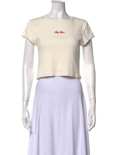 Pre-owned Bumpsuit Graphic Print Crew Neck Crop Top In Neutrals