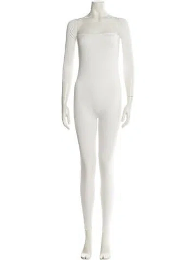 Pre-owned Bumpsuit Jersey Crew Neck Jumpsuit In White