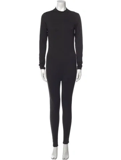 Pre-owned Bumpsuit Mock Neck Jumpsuit In Black
