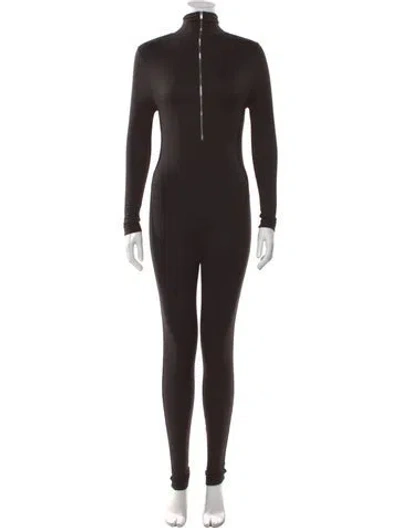 Pre-owned Bumpsuit Mock Neck Jumpsuit In Brown
