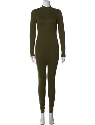 Pre-owned Bumpsuit Mock Neck Jumpsuit In Green