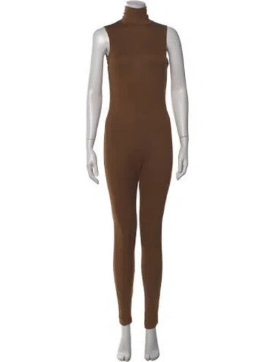 Pre-owned Bumpsuit Mock Neck Jumpsuit In Neutral