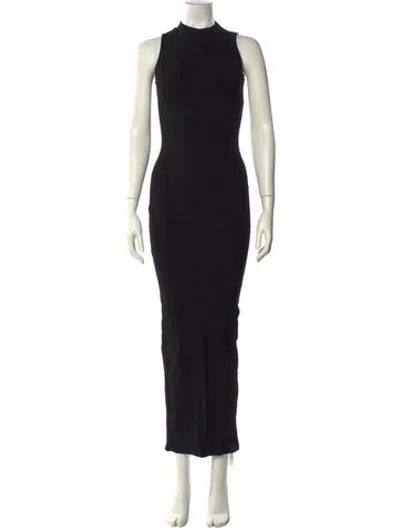 Pre-owned Bumpsuit Mock Neck Long Dress In Black