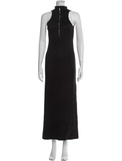 Pre-owned Bumpsuit Mock Neck Long Dress In Black