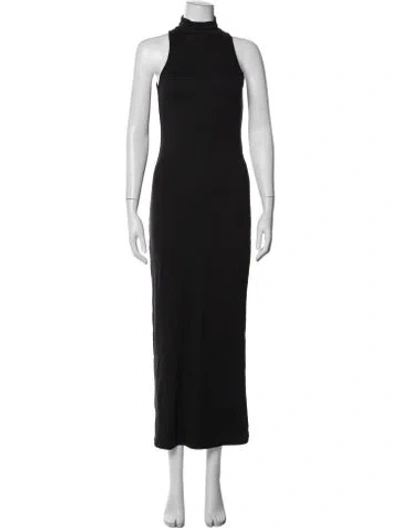 Pre-owned Bumpsuit Mock Neck Long Dress In Black