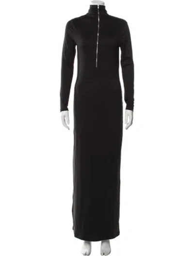 Pre-owned Bumpsuit Mock Neck Long Dress In Black