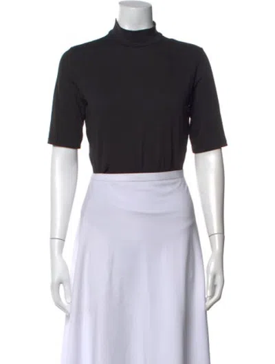 Pre-owned Bumpsuit Mock Neck Short Sleeve Top In Black