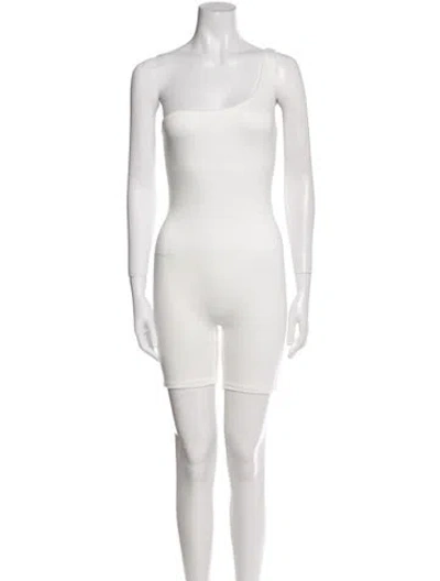 Pre-owned Bumpsuit Nylon Strapless Romper In White