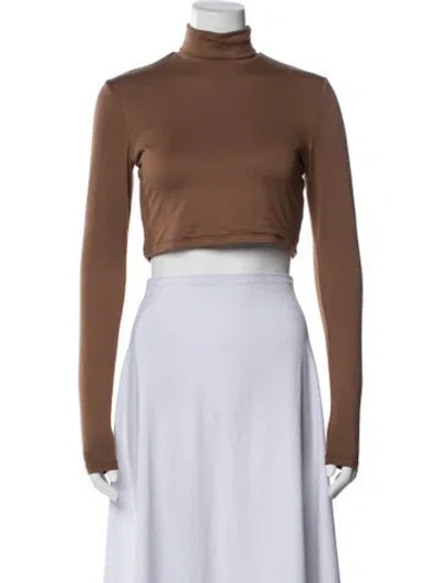 Pre-owned Bumpsuit Nylon Turtleneck Crop Top In Brown