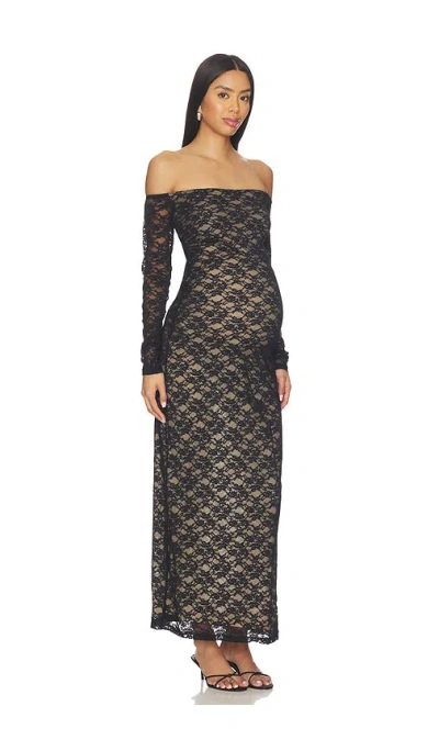 Bumpsuit Off The Shoulder Lace Dress In Black