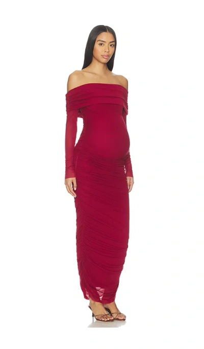 Bumpsuit Off The Shoulder Mesh Dress In Red