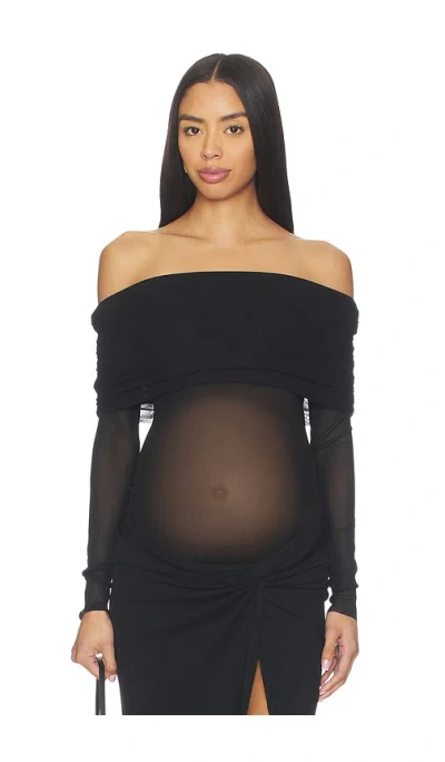 Bumpsuit Off The Shoulder Soft Mesh Top In Black